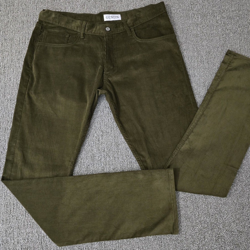 Gustin USA Corduroy Pants 38x34 Olive Green Slim Fit Made in California